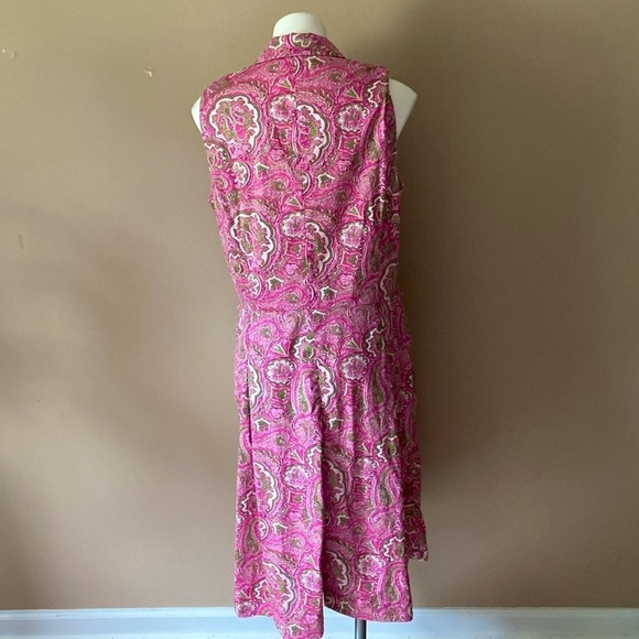 Talbots Women’s Pink Paisley Sleeveless Cotton Size 16 Fit & Flare Midi Dress - Picture 5 of 7